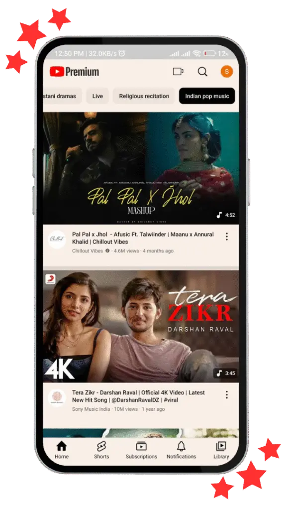Enjoy offline music playback and high-quality video songs with clear sound and smooth performance.
